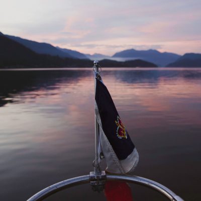 Sunset boat ride on the westcoast with pink skies